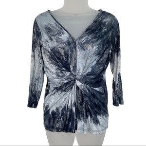 Lynn Ritchie 3/4 Silk Top Metallic Blue Twist